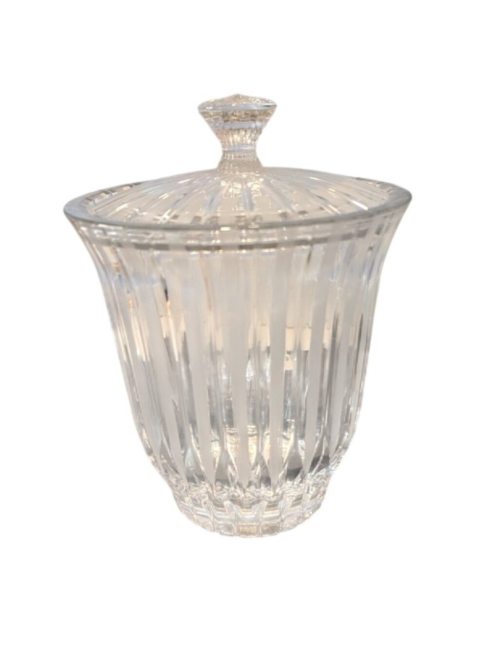 Mikasa Park Lane Crystal Biscuit Barrel with Lid Ribbed Design Discontinued